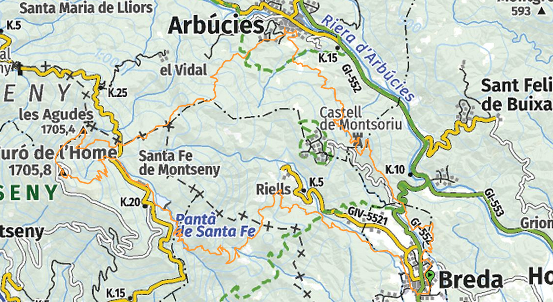 mapa ruta dels 5 cims
